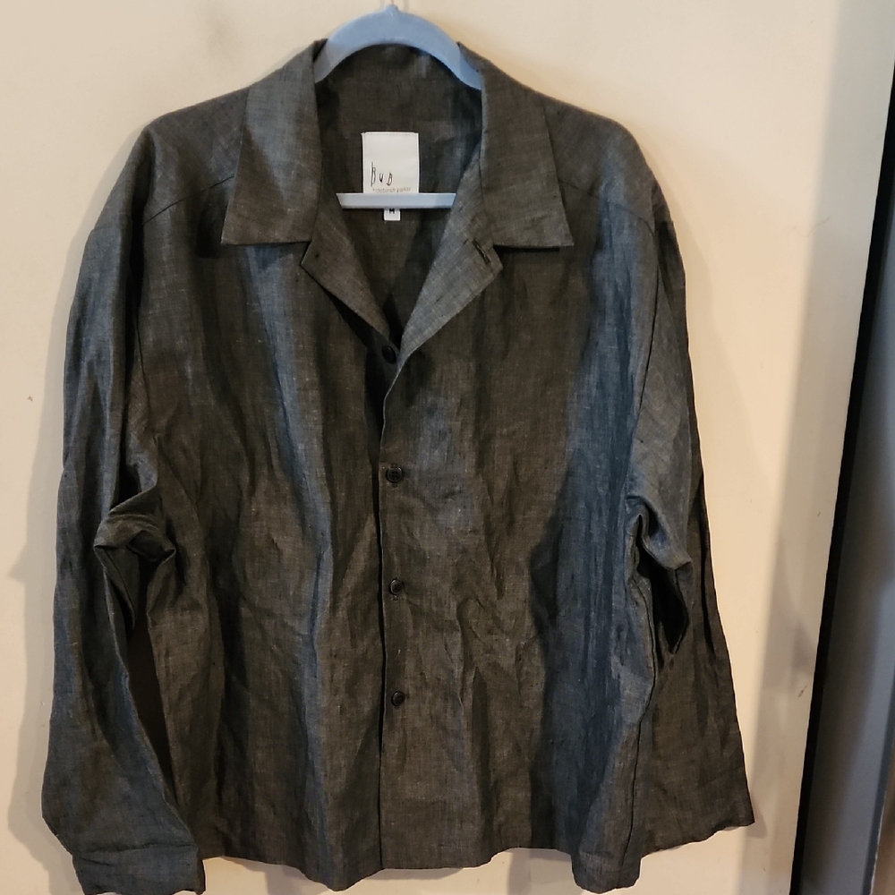 Men's Gray Button-Up Shirt Jacket